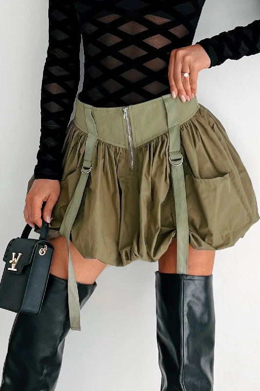 Rebel By Choice Strap Detail Bubble Skirt (Olive)