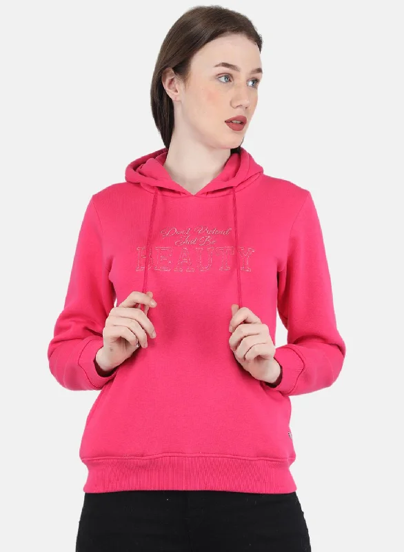 Women Pink Embroidered Sweatshirt