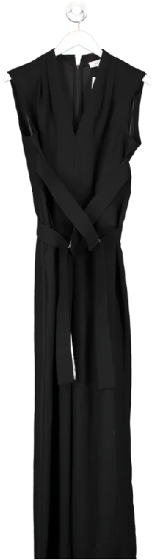 REISS Black Riyo Fitted Belt Strap Jumpsuit UK 12