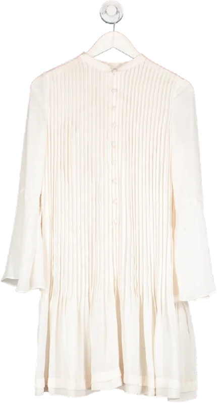 REISS Cream Pleated Tunic Dress UK 8