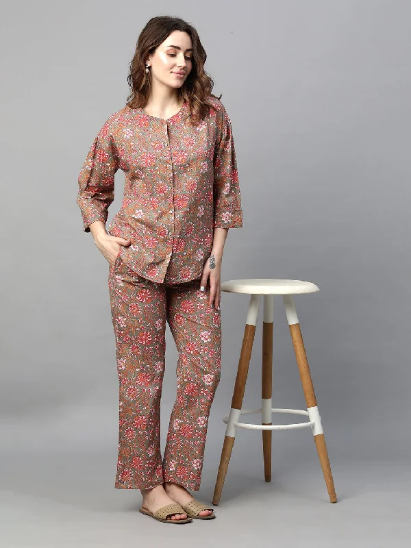 Women's Grey Cotton Regular Fit Pyjama